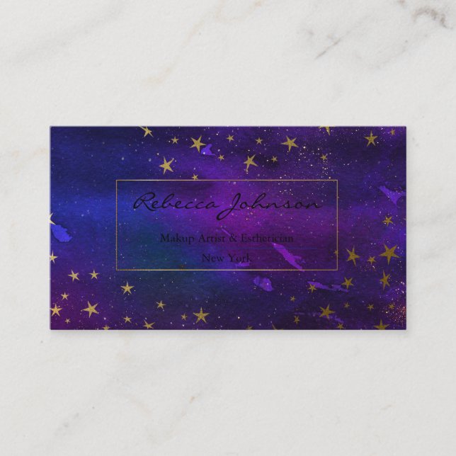 Purple And Gold Glitter Business Card (Front)