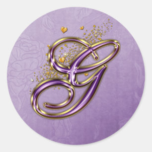 Purple and Gold Glitter Monogram G Sticker