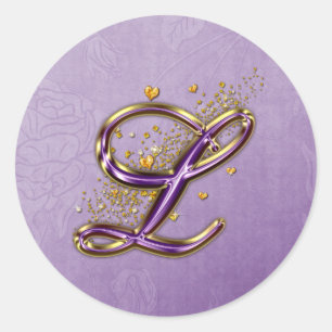 Purple and Gold Glitter Monogram L Sticker