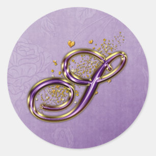 Purple and Gold Glitter Monogram S Sticker