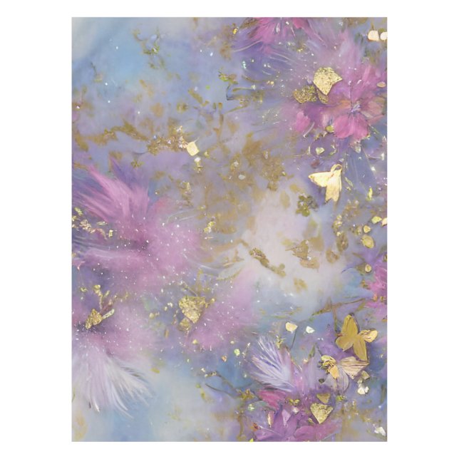 Purple and Gold Glitter Storm Fantasy Tablecloth (Front)