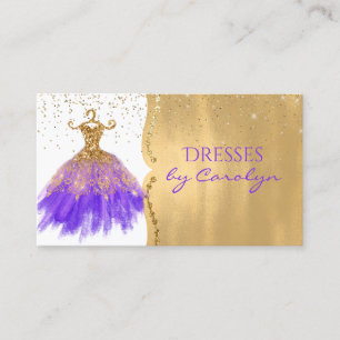 Purple and Gold Glittery Seamstress Business Card