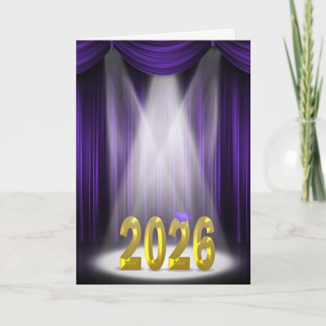 Purple and Gold Graduation 2026 School Colors Card (Front)