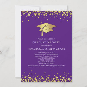 Purple and Gold Graduation Invitation