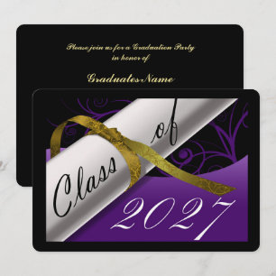 Purple and Gold Graduation Party Invitation