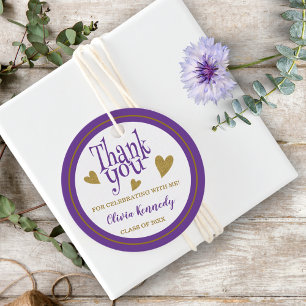 Purple And Gold Graduation Party Thank You Favour  Tags