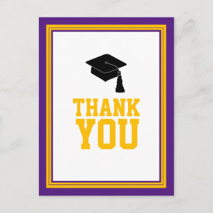 Purple and Gold Graduation Party Thank You Postcard