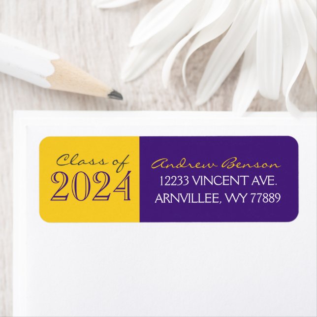 Purple and Gold Graduation Return Address Labels (Insitu)