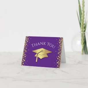 Purple and Gold Graduation Thank You Card