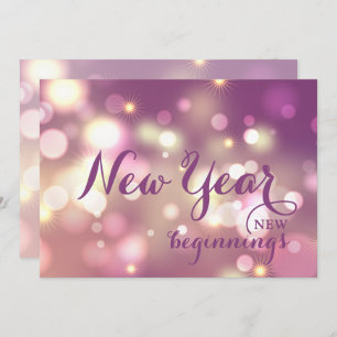 Purple and Gold Happy New Year Greeting Holiday Card