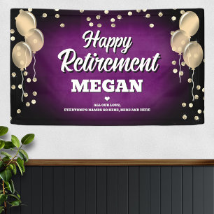 Purple and Gold Happy Retirement  Banner