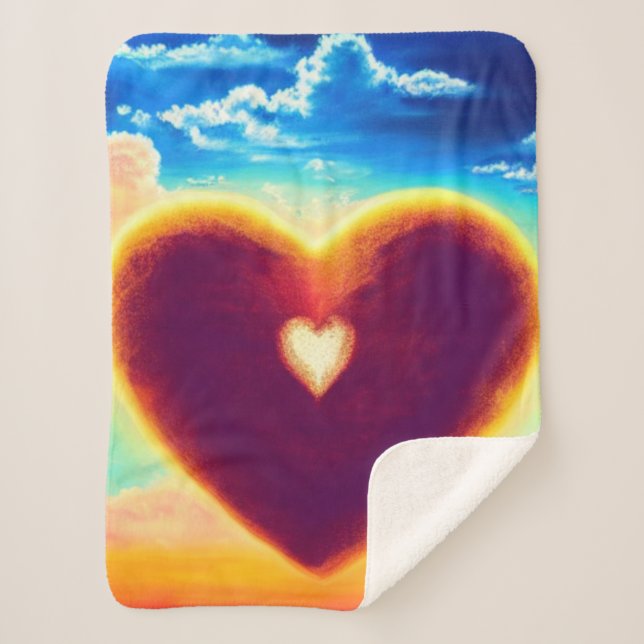 Purple and Gold Heart in the Sky Sherpa Blanket (Front)