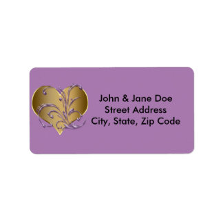 Purple And Gold Heart Label