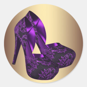 Purple and Gold High Heel Shoe Stickers