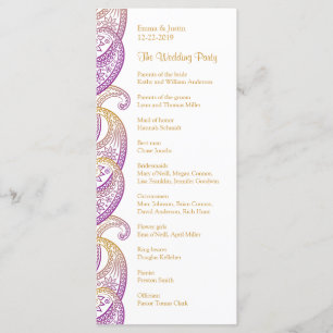 Purple and Gold Indian Paisley Rackcard Programme