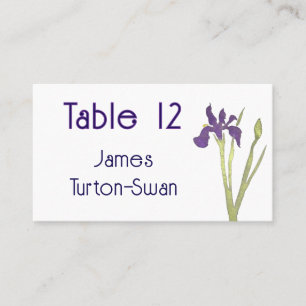 Purple and Gold Iris Watercolor Wedding Place Card