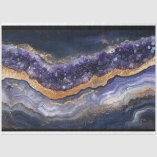 Purple and Gold Layered Geode Decoupage Tissue Paper