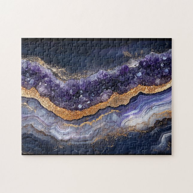 Purple and Gold Layered Geode Jigsaw Puzzle (Horizontal)