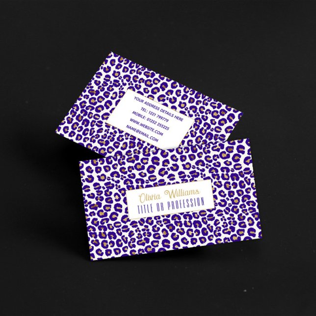 Purple and Gold Leopard Pattern Business Card (Creator Uploaded)