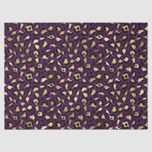 Purple and Gold Leopard Print Decoupage Tissue Paper