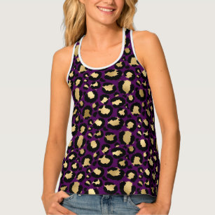 Purple and gold leopard print singlet