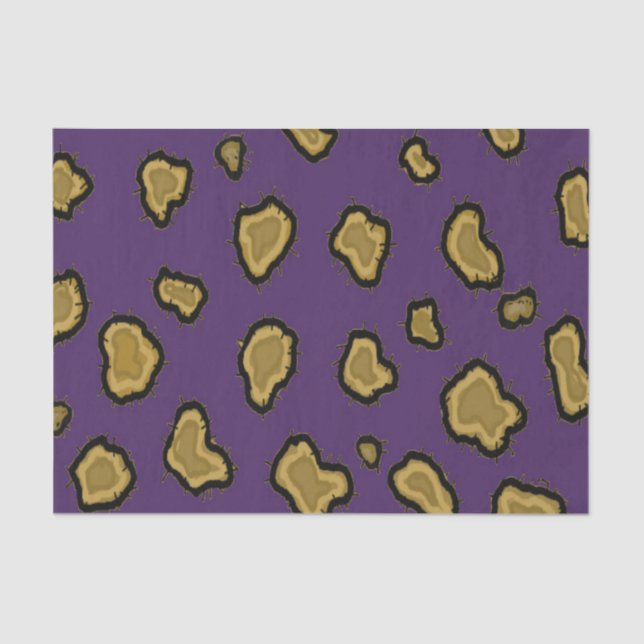 Purple and Gold Leopard Print Tissue Paper (Front)