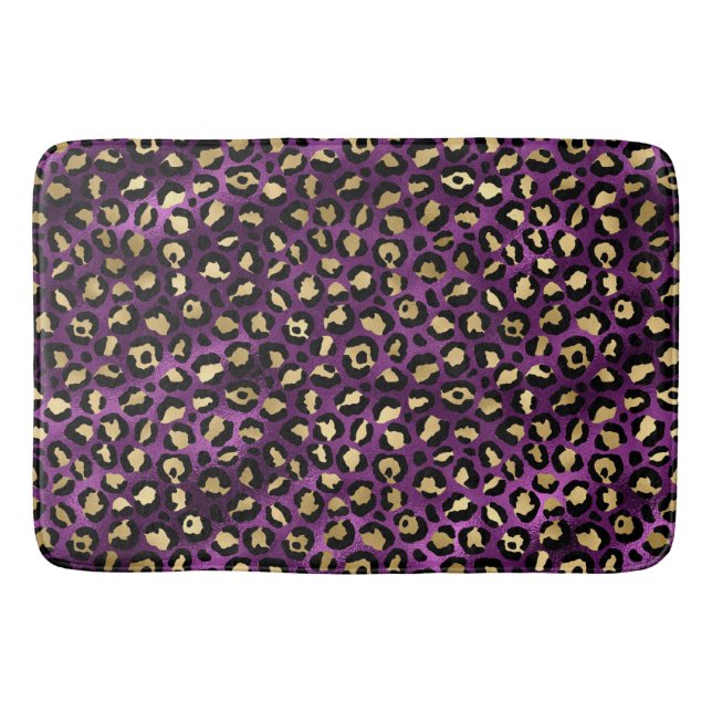 Purple and Gold Leopard Series Design 1 Bath Mat (Front)