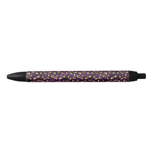 Purple and Gold Leopard Series Design 1 Black Ink Pen