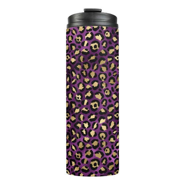 Purple and Gold Leopard Series Design 1 Thermal Tumbler (Front)
