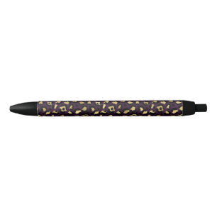 Purple and Gold Leopard Series Design 2 Black Ink Pen