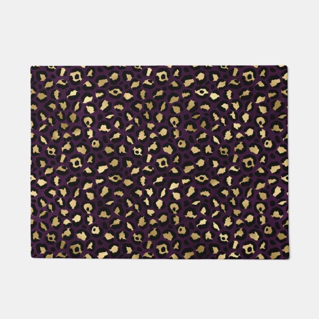 Purple and Gold Leopard Series Design 2 Doormat (Front)
