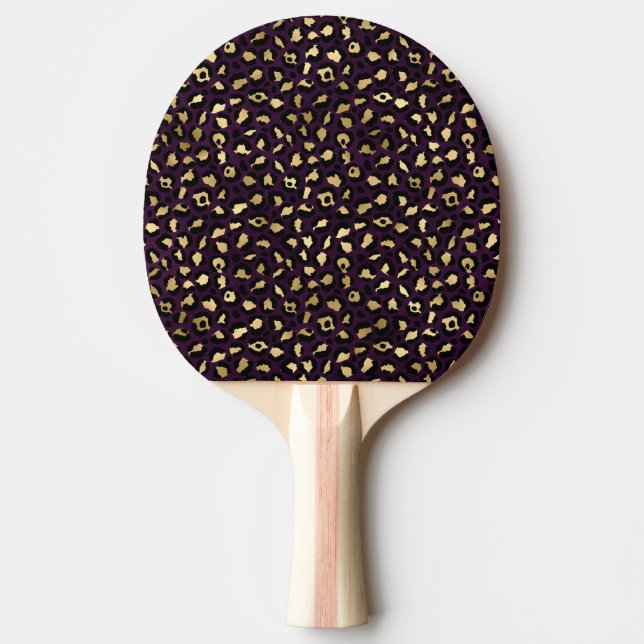 Purple and Gold Leopard Series Design 2 Ping Pong Paddle (Front)