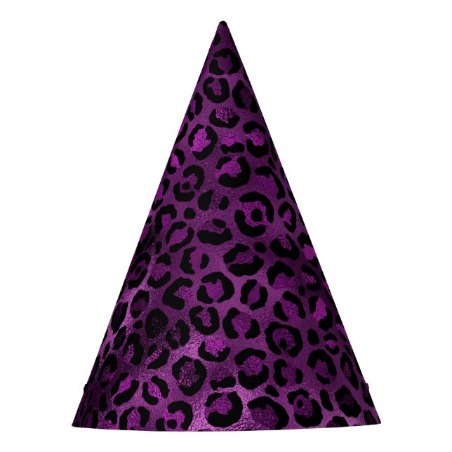 Purple and Gold Leopard Series Design 3 Party Hat (Front)