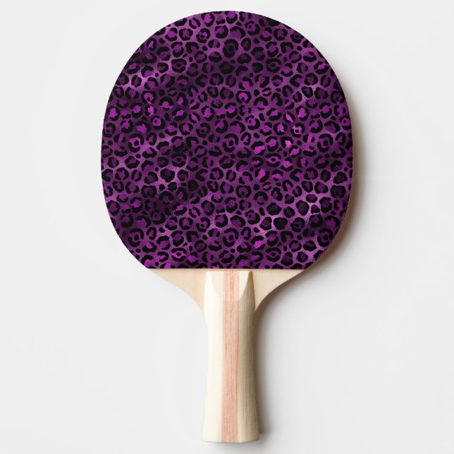 Purple and Gold Leopard Series Design 3 Ping Pong Paddle (Front)
