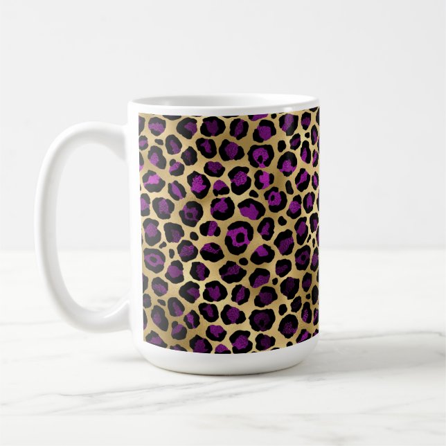 Purple and Gold Leopard Series Design 4 Coffee Mug (Left)