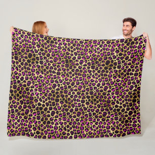 Purple and Gold Leopard Series Design 4 Fleece Blanket