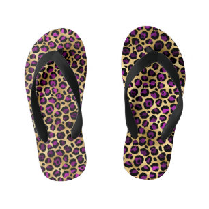 Purple and Gold Leopard Series Design 4 Kid's Jandals