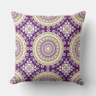 Purple and Gold Mandala Pattern Cushion
