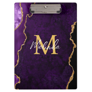 Purple and Gold Marble Agate Clipboard