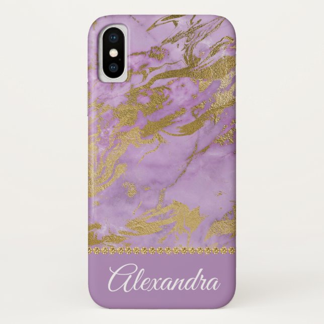Purple and Gold Marble Elegant Girly Case-Mate iPhone Case (Back)