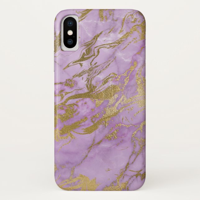 Purple and Gold Marble Elegant Modern Print Case-Mate iPhone Case (Back)