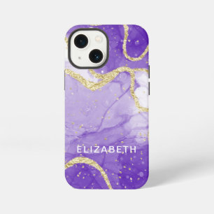 purple and gold marble glitter personalised iPhone 13 mini case