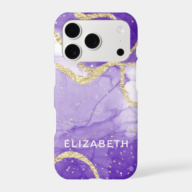 purple and gold marble glitter personalized  (Back)