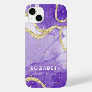 purple and gold marble glitter personalized  Case-Mate iPhone 14 plus case