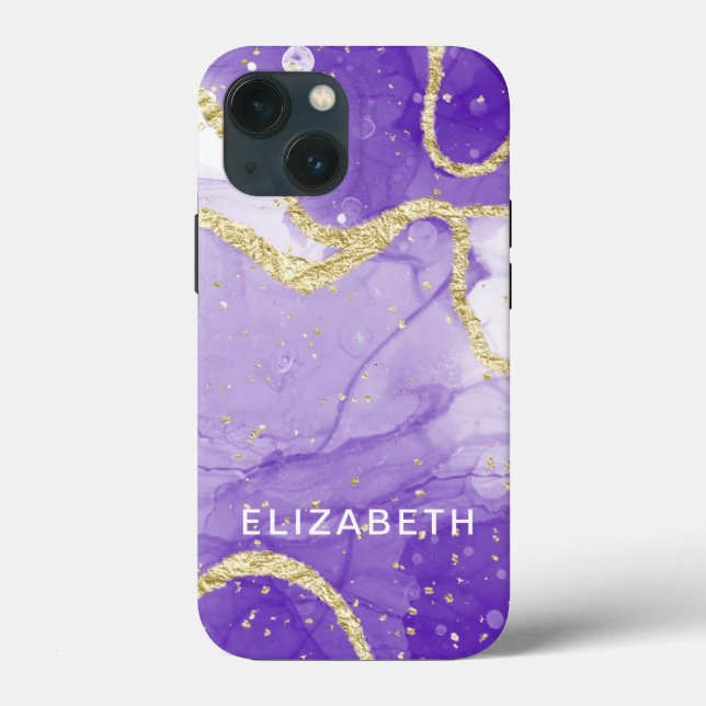 purple and gold marble glitter personalized  Case-Mate iPhone case (Back)
