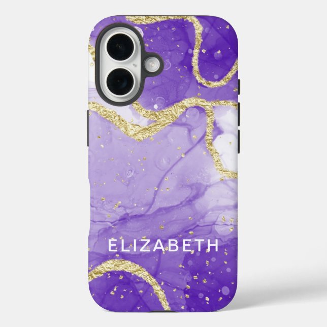 purple and gold marble glitter personalized  Case-Mate iPhone case (Back)