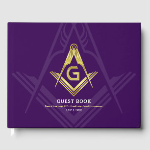 Purple and Gold Masonic Guest Book Freemason