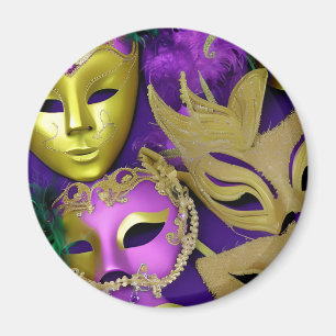 Purple and Gold Masquerade Masks Mardi Gras Magnet