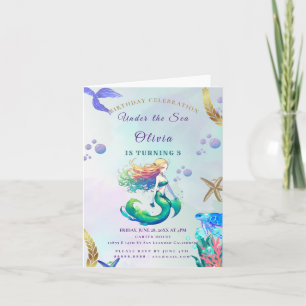 Purple and Gold Mermaid Birthday under the Sea Invitation