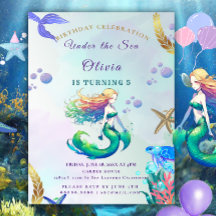 Purple and Gold Mermaid Birthday under the Sea